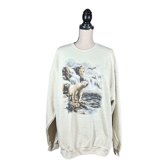Vintage Polar Bear Nature Graphic Print Sweatshirt - Picture 1 of 4